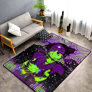 Psychedelic Trippy Art Boho Black Light Rave Rug Super Soft Big Rug 3 By 5 Feet
